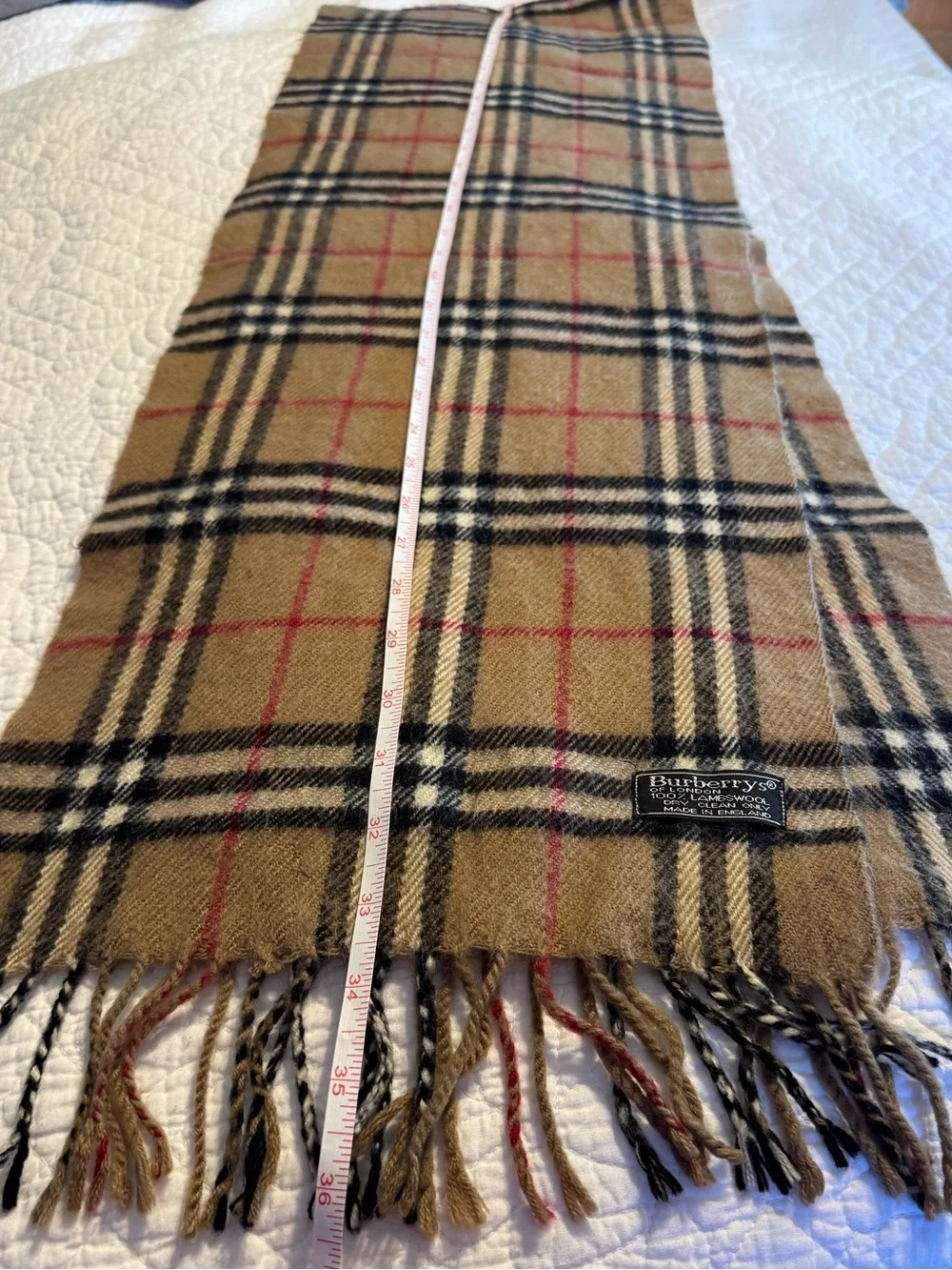 Burberrys of London Vintage 100% Lambswool Classic Tan Nova Check Scarf W/COA - Picture 6 of 10